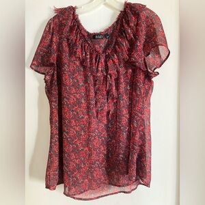 a.n.a Burgundy Floral Blouse